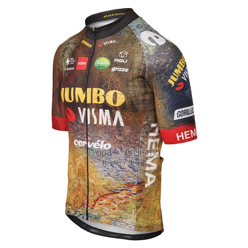 Jumbo Visma Ropa Ciclismo Culotte Corto 2023 Hombre Mangas Cortas Verde